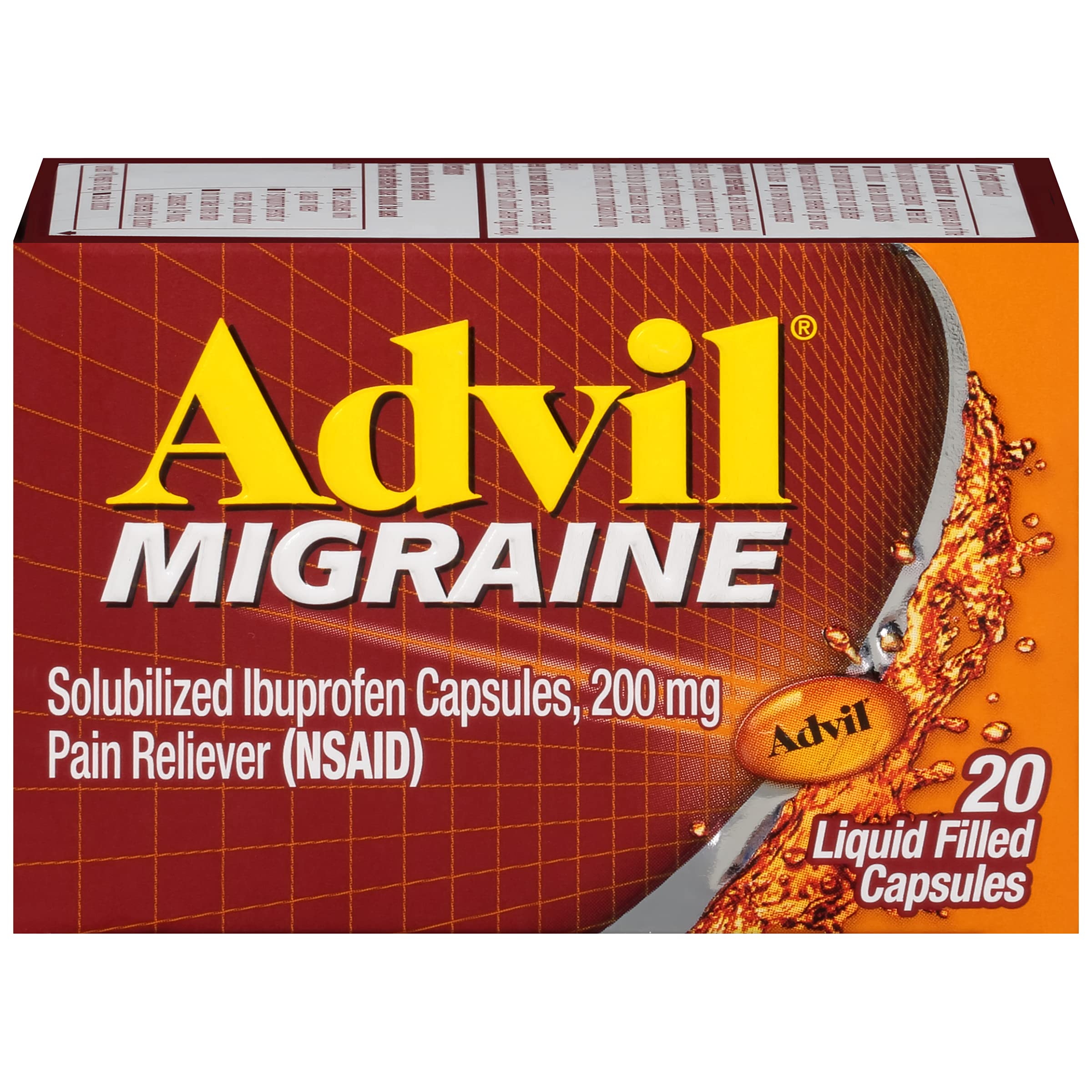 Advil Migraine 20 Cápsulas de Gel – Alivio Rápido de Migraña y Síntomas Relacionados
