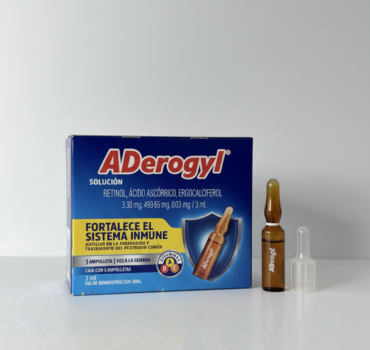 ADerogyl Solución Oral - Vitaminas A, C y D para Fortalecer el Sistema Inmune (Caja con 5 Ampolletas)
